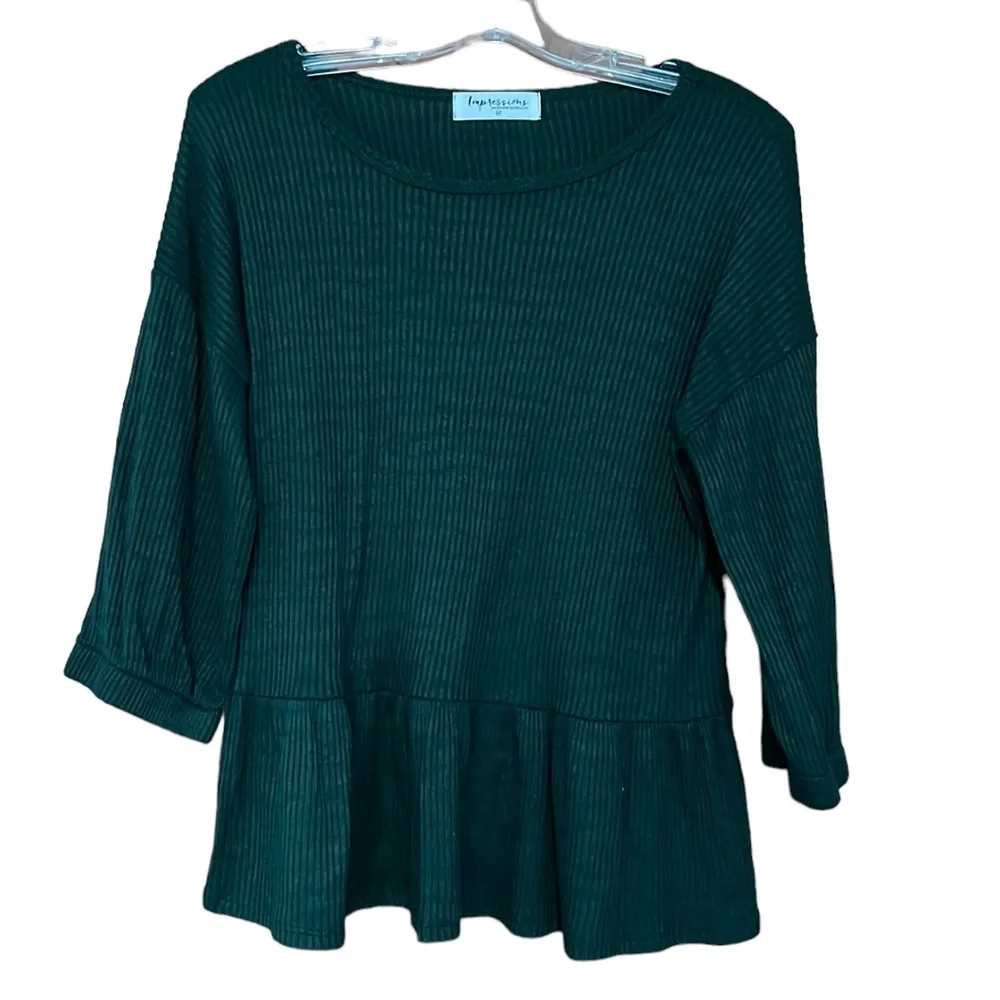 Shop Impressions Size Medium Emerald Green Babydoll Top - Picture 4 of 9